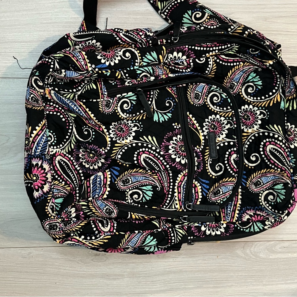 Vera Bradley Black Backpack with Paisley Design